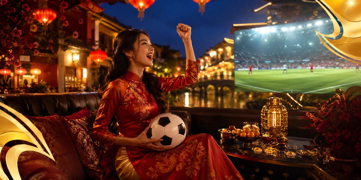 Người mặc áo dài tại Hội An xem thông tin cá cược bóng đá buổi tối